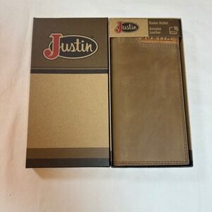 Justin Rodeo Wallet Genuine Leather RFID Blocking Bifold Credit Card‎ New In Box